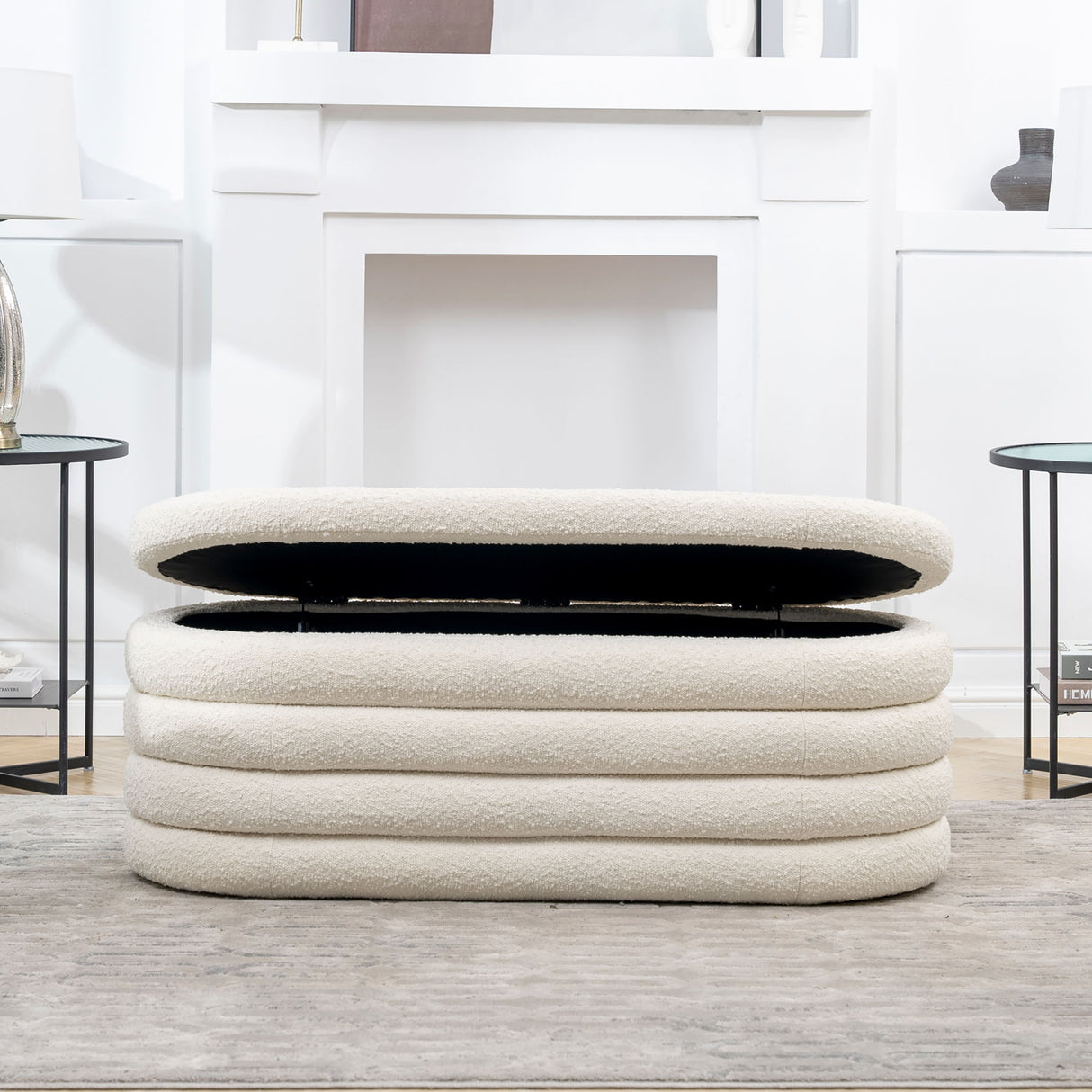 Fuji - Upholstered Oval Storage Bench by Jennifer Taylor Home | Bel Furniture