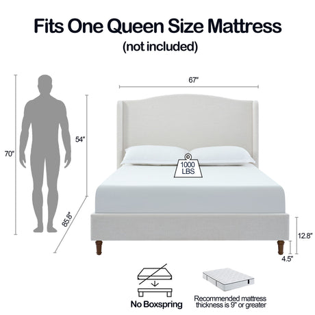 Hannah - Upholstered Wingback Bed Size / Tall Headboard Upholstered King Bed / Premium Textured Look / Minimalist Designs /…