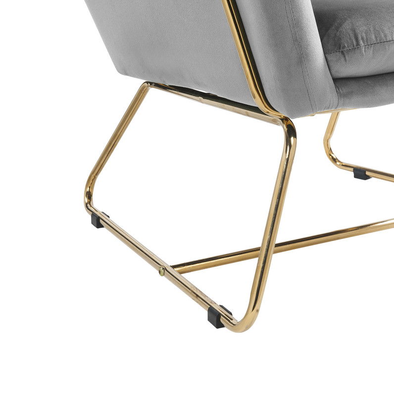 Keira - Velvet Accent Chair With Metal Base by Lilola Home | Bel Furniture