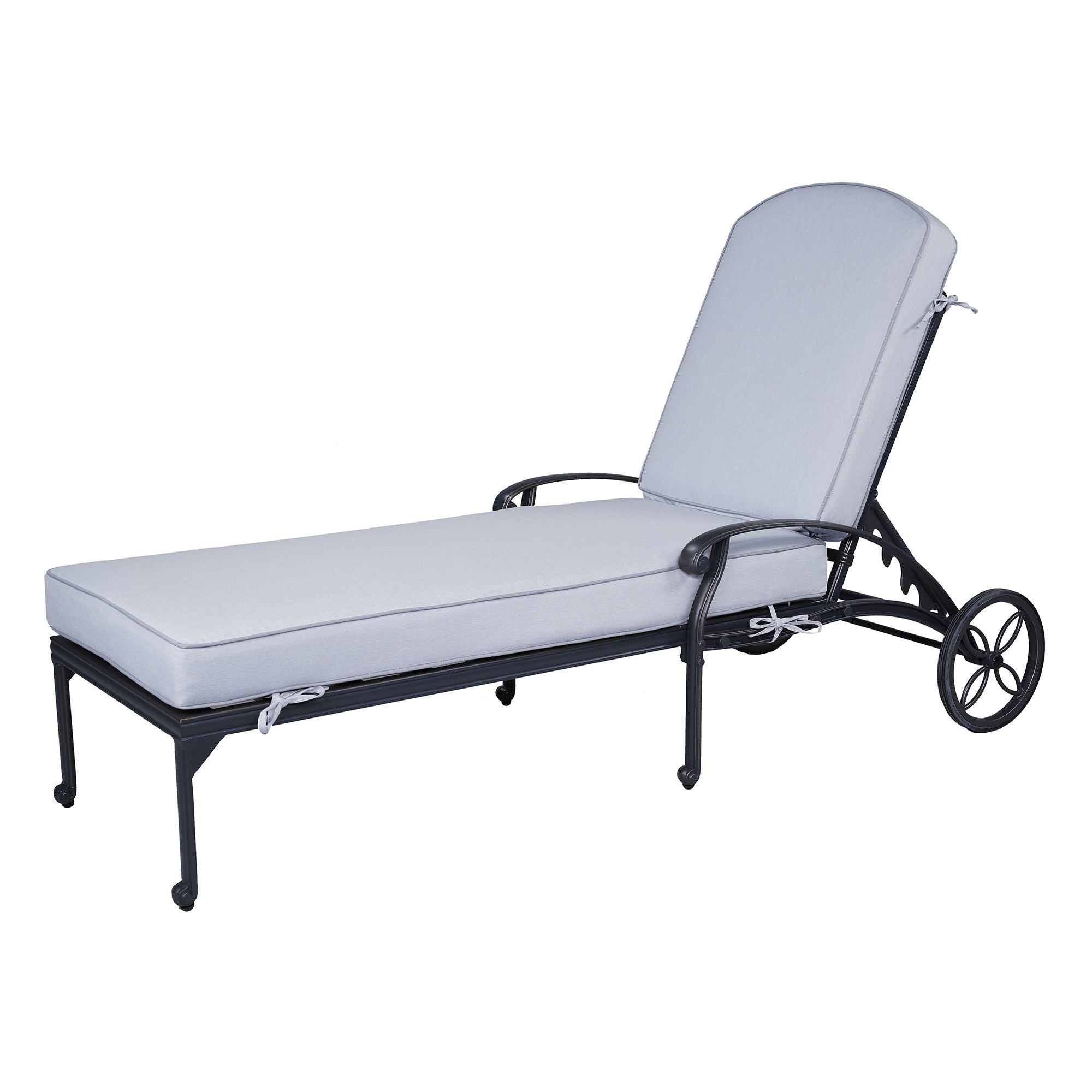 Reclining Chaise Lounge Set With Cushion And Table - Metal