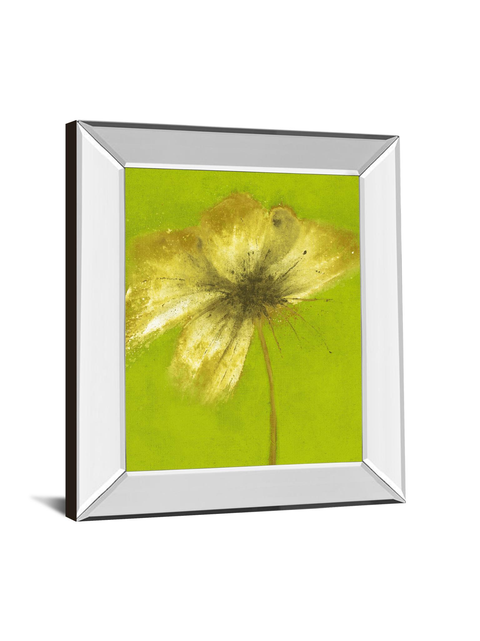 Floral Burst Vl By Emma Forrester - Mirror Framed Print Wall Art - Green