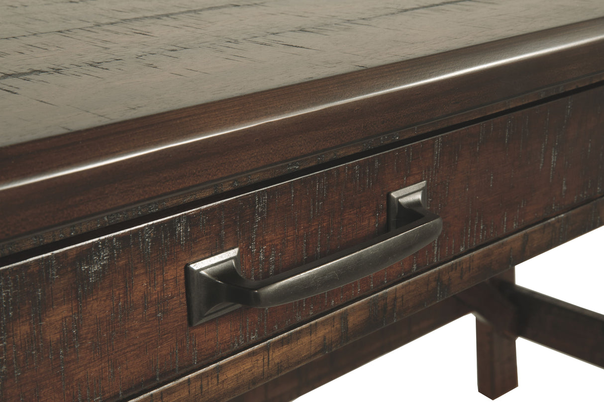 Baldridge - Rustic Brown - Home Office Large Leg Desk by Signature Design by Ashley® | Bel Furniture