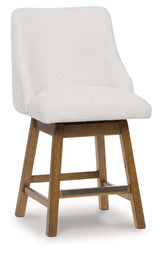 Cabalynn - Upholstered Swivel Barstool (Set of 2) - Oatmeal / Light Brown