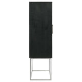 Borman - 2 Door Home Bar Cabinet Wine Storage - Walnut And Black by Coaster Fine Furniture | Bel Furniture