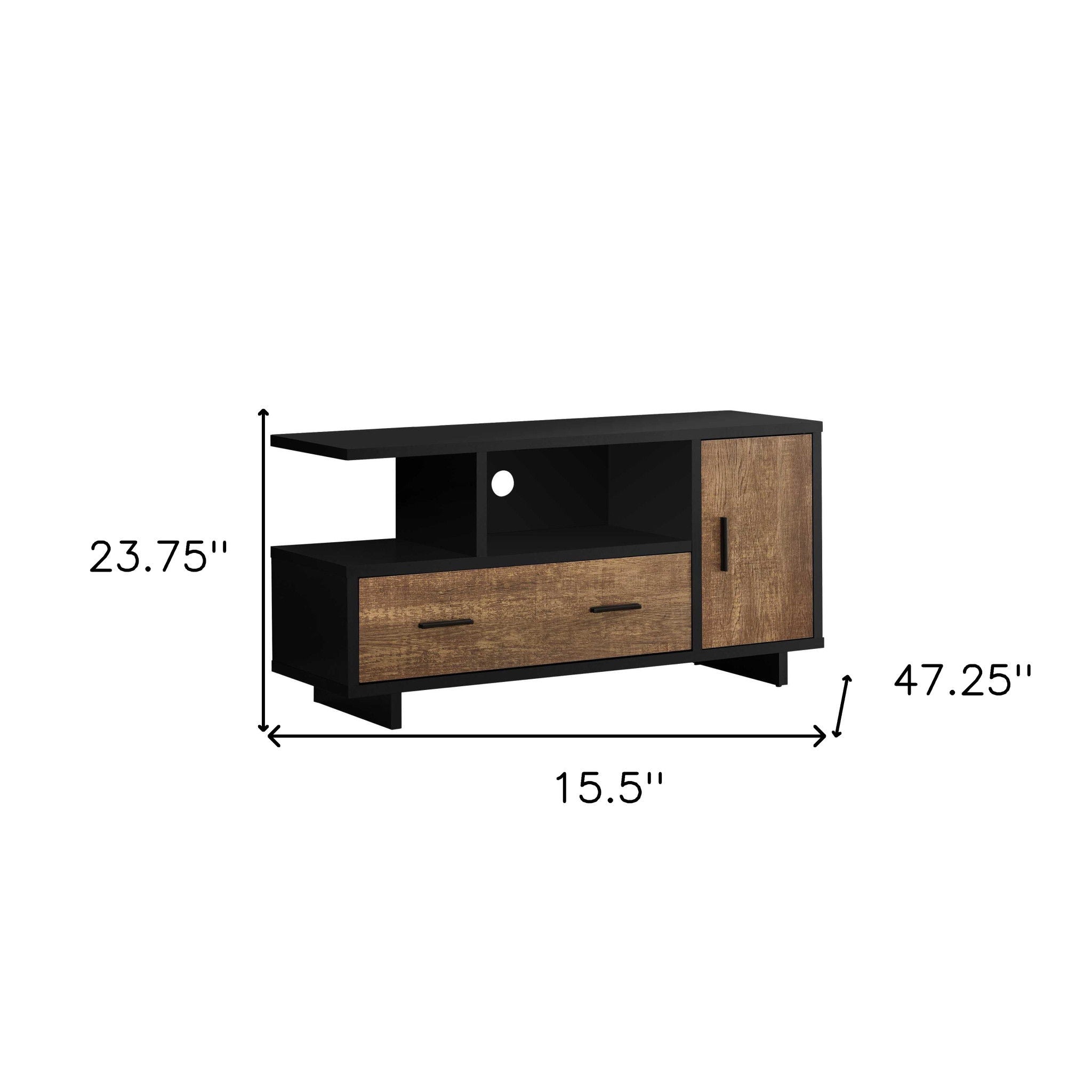 Cabinet Enclosed Storage, TV Stand - Brown / Black