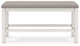 Robbinsdale - Antique White - Dbl Counter Height Upholstered Dining Bench by Signature Design by Ashley® | Bel Furniture