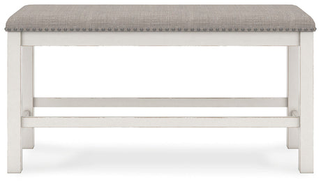 Robbinsdale - Antique White - Dbl Counter Height Upholstered Dining Bench by Signature Design by Ashley® | Bel Furniture