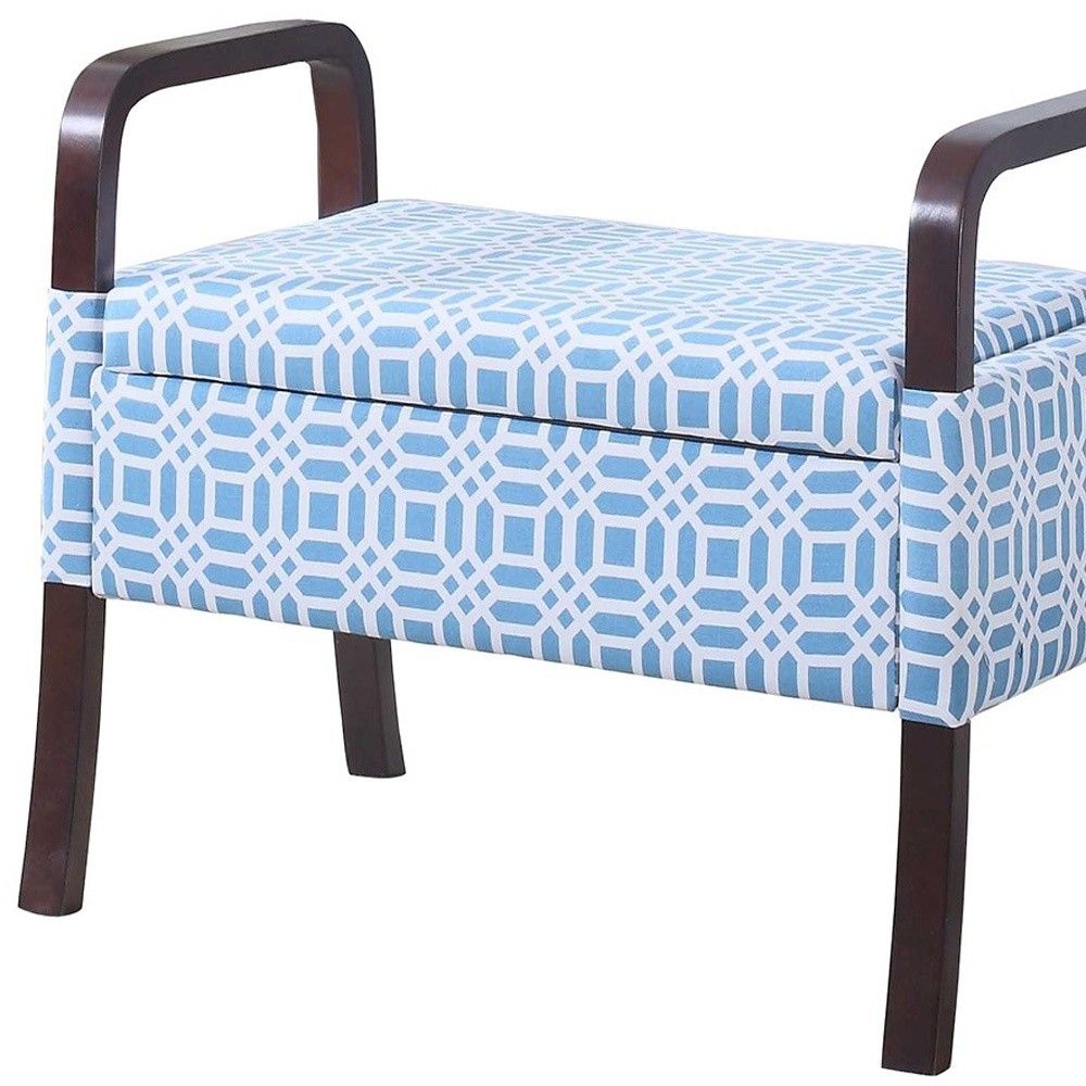 Polyester And Dark Brown Ottoman - Blue / White