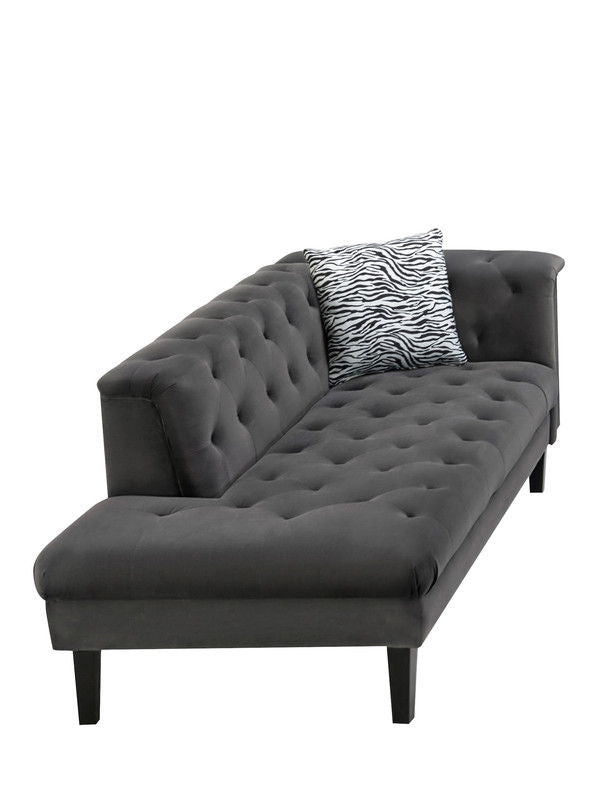 Mary - Tufted Chaise With 1 Accent Pillow - Dark Gray