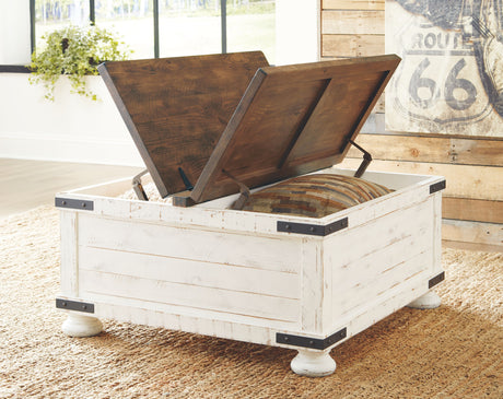 Wystfield - White / Brown - Cocktail Table with Storage by Signature Design by Ashley® | Bel Furniture