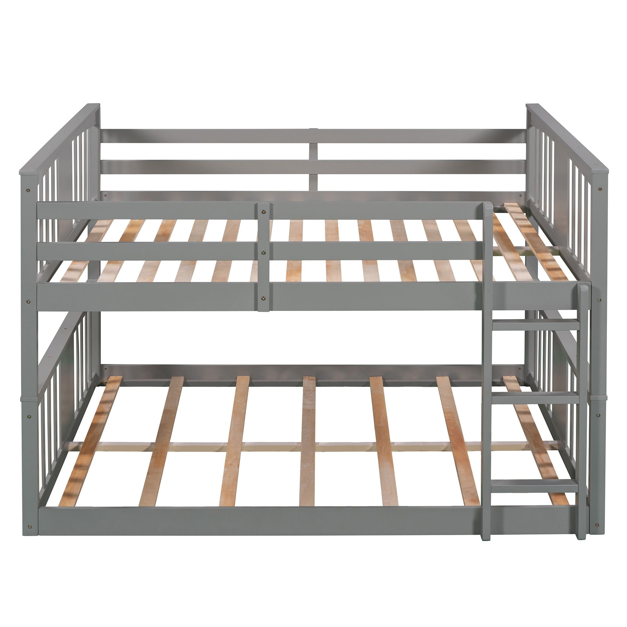 Full Over Full Bunk Bed With Ladder - Gray