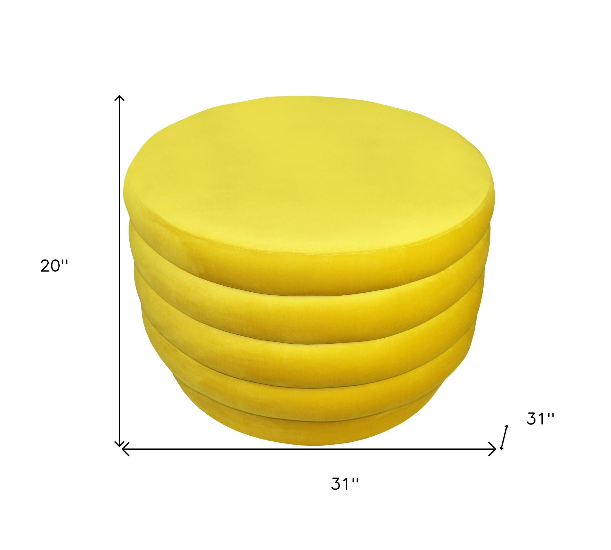 Tufted Round Cocktail Ottoman Velvet - Yellow