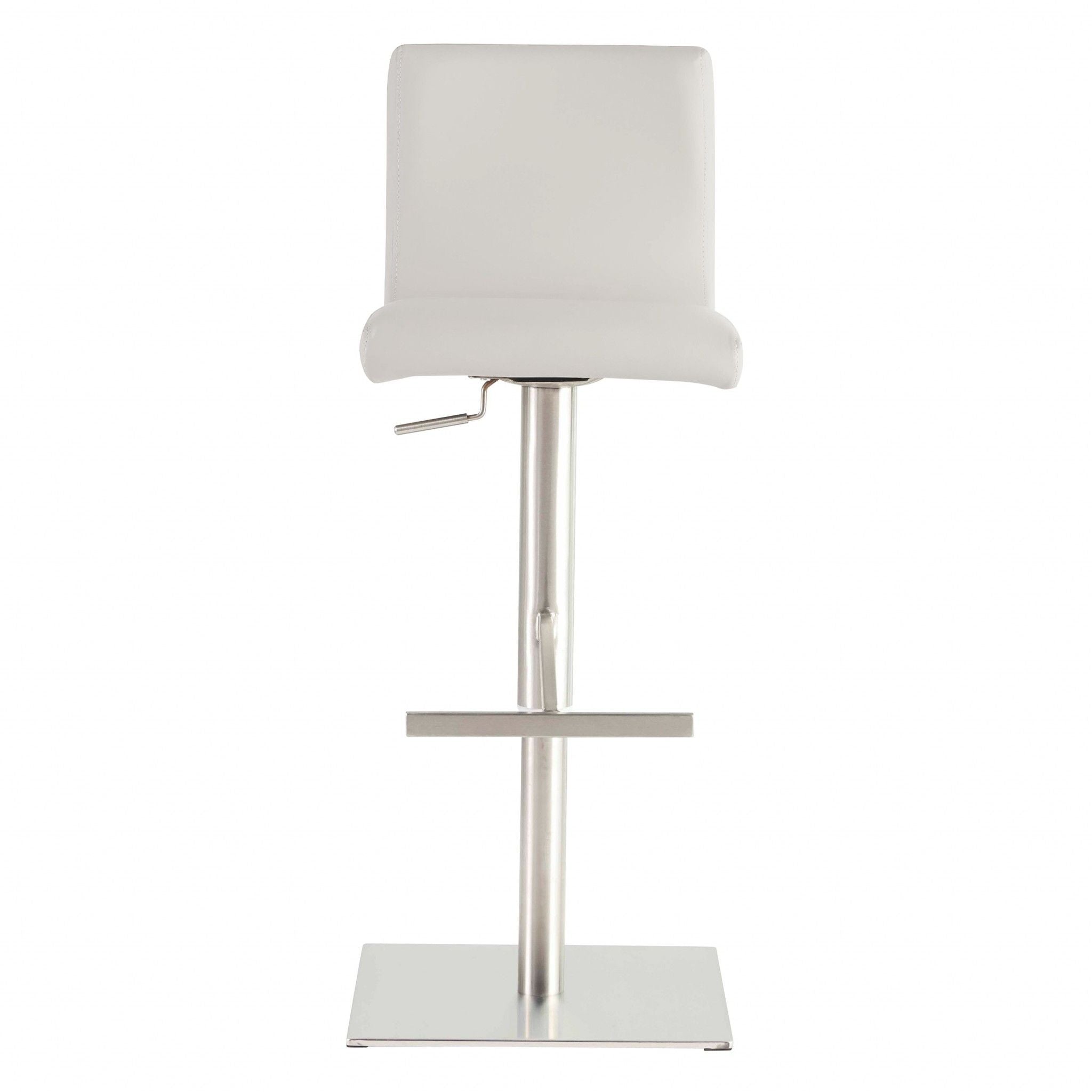 Steel Swivel Low Back Bar Height Bar Chair - White / Silver