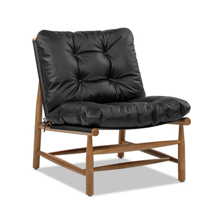 Oxford Leather Mid-Century Modern Accent Chair - Noir Black - view 11