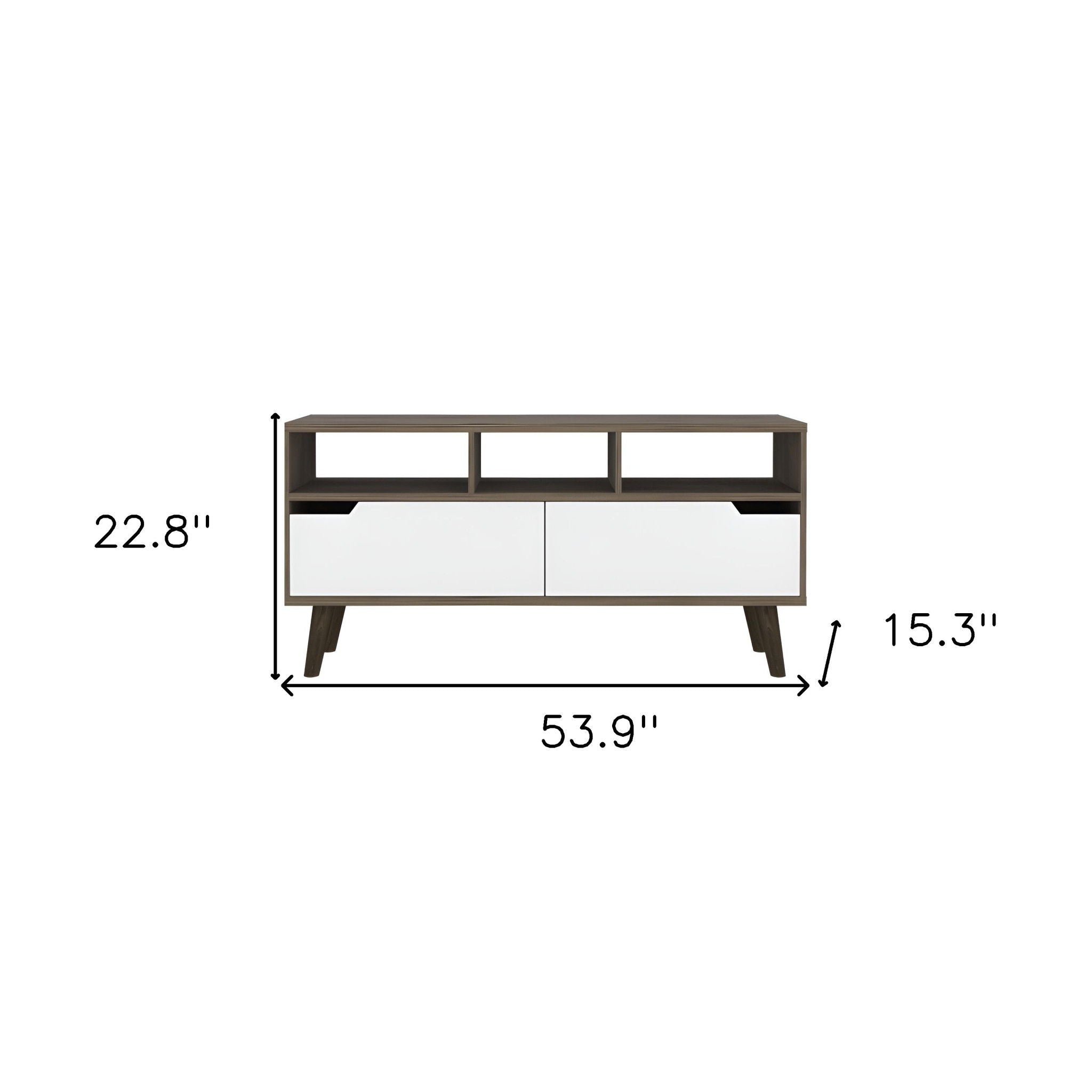 Particle Board Open Shelving TV Stand - Brown / White