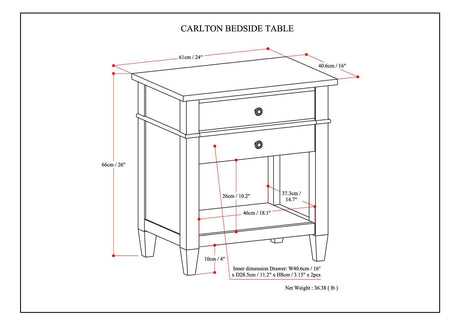 Carlton - Bedside Table, Handcrafted by Simpli-Home | Bel Furniture