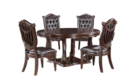 Grand-Cherry 5 Piece Round Dining Room Set by Mollai Collections | Bel Furniture