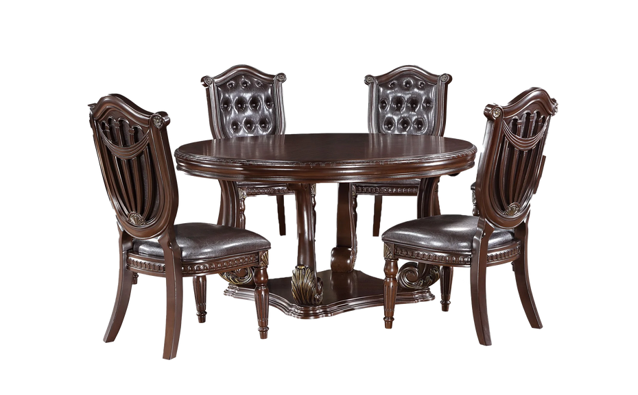 Grand-Cherry 5 Piece Round Dining Room Set