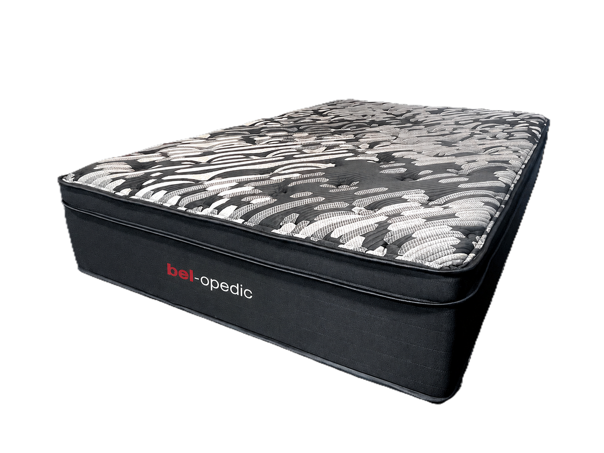 Graciela 15-Inch Plush Hybrid Mattress – Black & Gray Quilted Design
