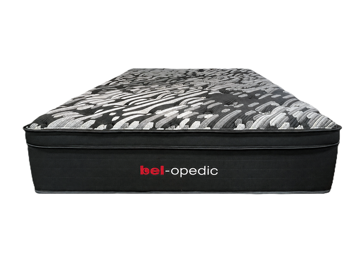 Graciela 15-Inch Plush Hybrid Mattress – Black & Gray Quilted Design