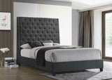 Charcoal Tufted Wingback Upholstered Queen Bed with Nailhead Trim