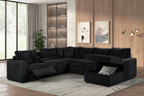 Hunter Black Fabric Sleeper Sectional with Recliner, Storage Chaise & Bluetooth Speakers