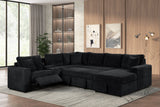 Hunter Black Fabric Sleeper Sectional with Recliner, Storage Chaise & Bluetooth Speakers