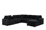 Hunter Black Fabric Sleeper Sectional with Recliner, Storage Chaise & Bluetooth Speakers