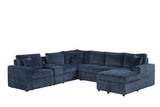 Hunter Blue Sleeper Sectional Sofa with Pull‑Out Bed, Storage Chaise, and LAF Recliner