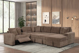 Hunter Mocha Fabric Sleeper Sectional with Recliner, Storage Chaise & Bluetooth Speakers