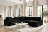 Hunter Black Fabric Sleeper Sectional with Recliner, Storage Chaise & Bluetooth Speakers