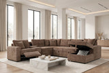 Hunter Mocha Fabric Sleeper Sectional with Recliner, Storage Chaise & Bluetooth Speakers