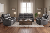 Contemporary Gray 3-Piece Power Reclining Living Room Set with Console & Cup Holders