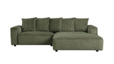 Romeo Olive Corduroy Sectional Sofa with Right Chaise - Green