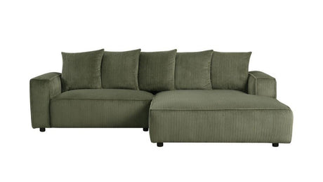 Romeo Olive Corduroy Sectional Sofa with Right Chaise - Green