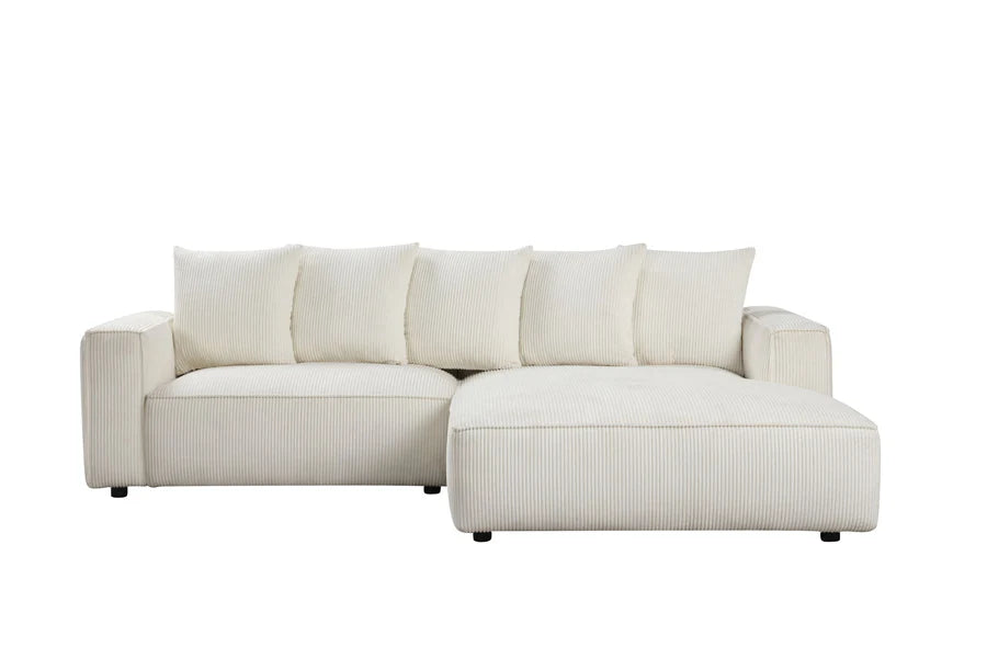 Romeo White Corduroy-Style 2-Piece Sectional Sofa with Chaise