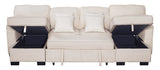 Sahara Beige Storage Sleeper Sectional with Dual Chaise & USB Console
