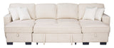 Sahara Beige Storage Sleeper Sectional with Dual Chaise & USB Console