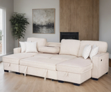 Sahara Beige Storage Sleeper Sectional with Dual Chaise & USB Console