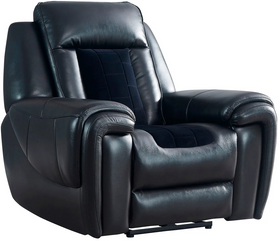 Black leather recliner chair on a white background