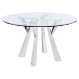 Alaia - Round Clear Glass Top Dining Table - Chrome by Coaster Fine Furniture | Bel Furniture