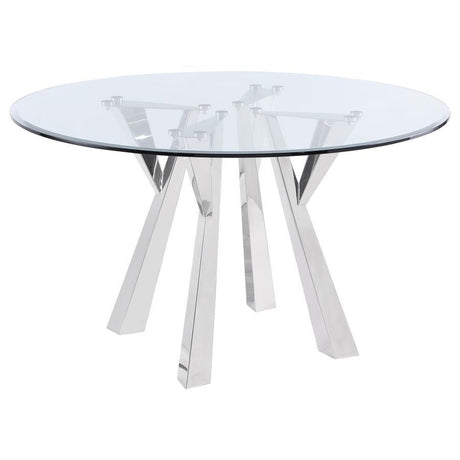 Alaia - Round Clear Glass Top Dining Table - Chrome by Coaster Fine Furniture | Bel Furniture
