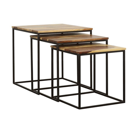 Belcourt - 3 Piece Square Nesting Tables - Natural And Black by CoasterElevations | Bel Furniture