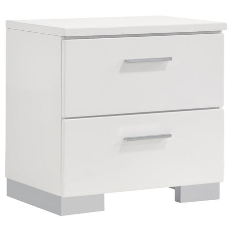Felicity - 2-Drawer Nightstand - White High Gloss by CoasterEssence | Bel Furniture