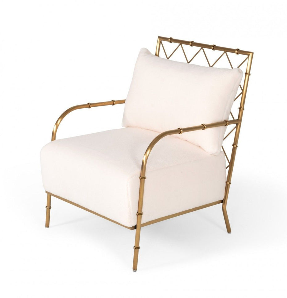 Stylish A Frame Velvet Accent Chair - White And Gold