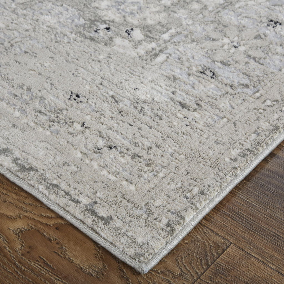 Abstract Power Loom Distressed Area Rug - Gray And Silver - 9' X 12'