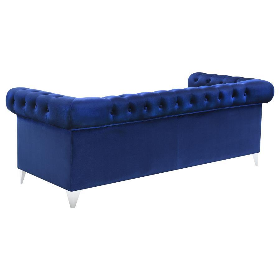 Bleker - Upholstered Tuxedo Arm Tufted Sofa - Blue