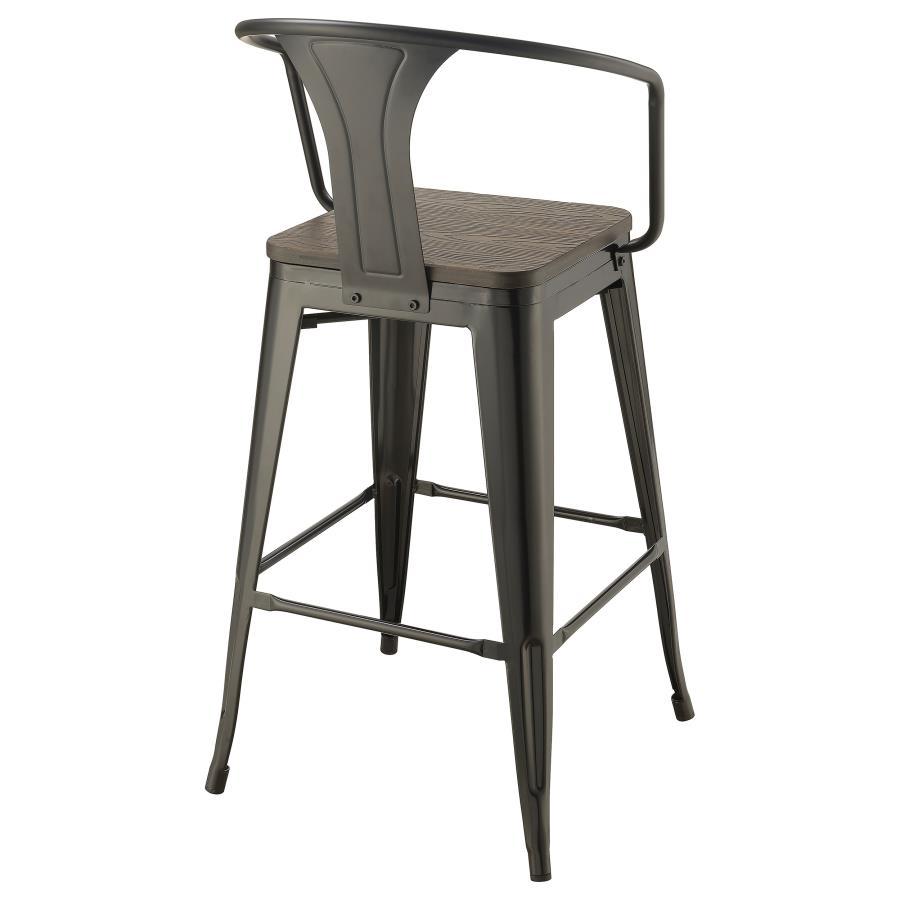 Cavalier - Wooden Seat Bar Stools (Set of 2) - Dark Elm And Matte Black