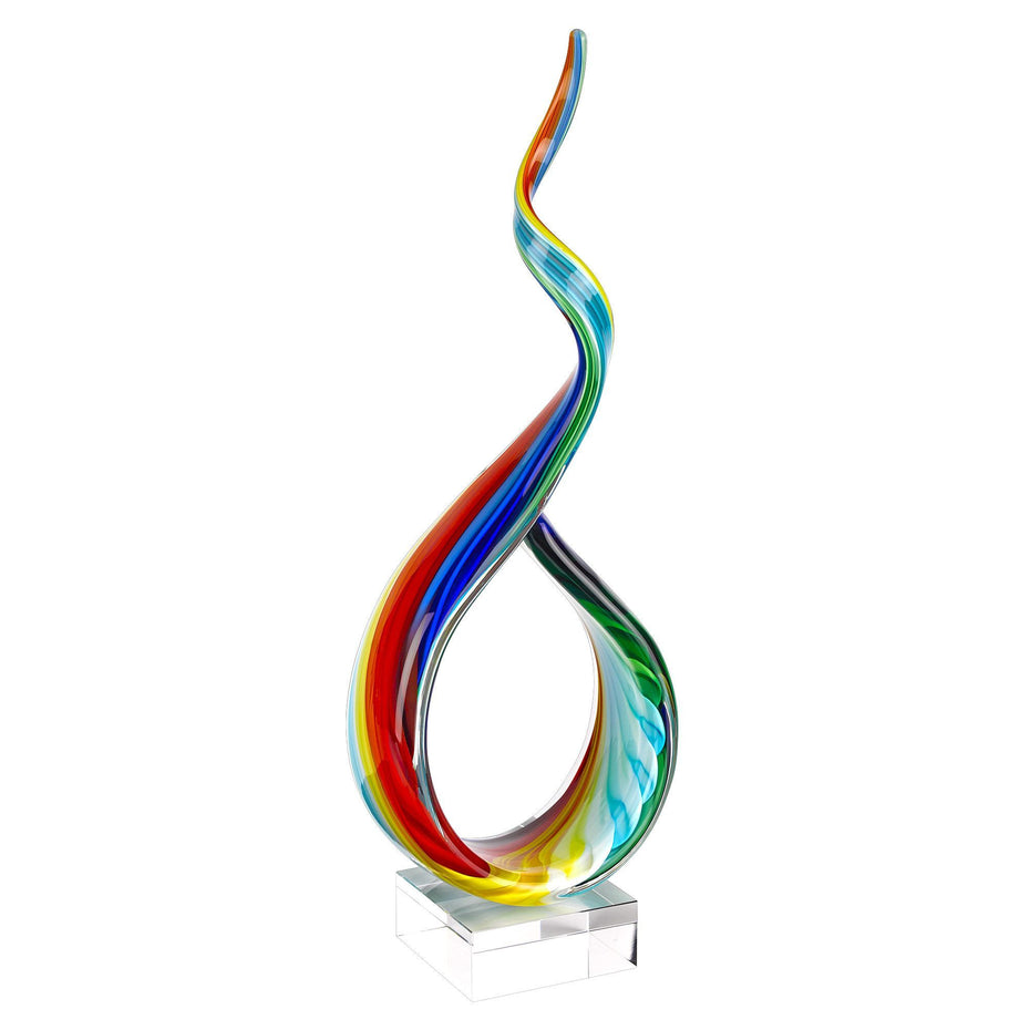 18 Art Glass Centerpiece On Crystal Base - Multicolor