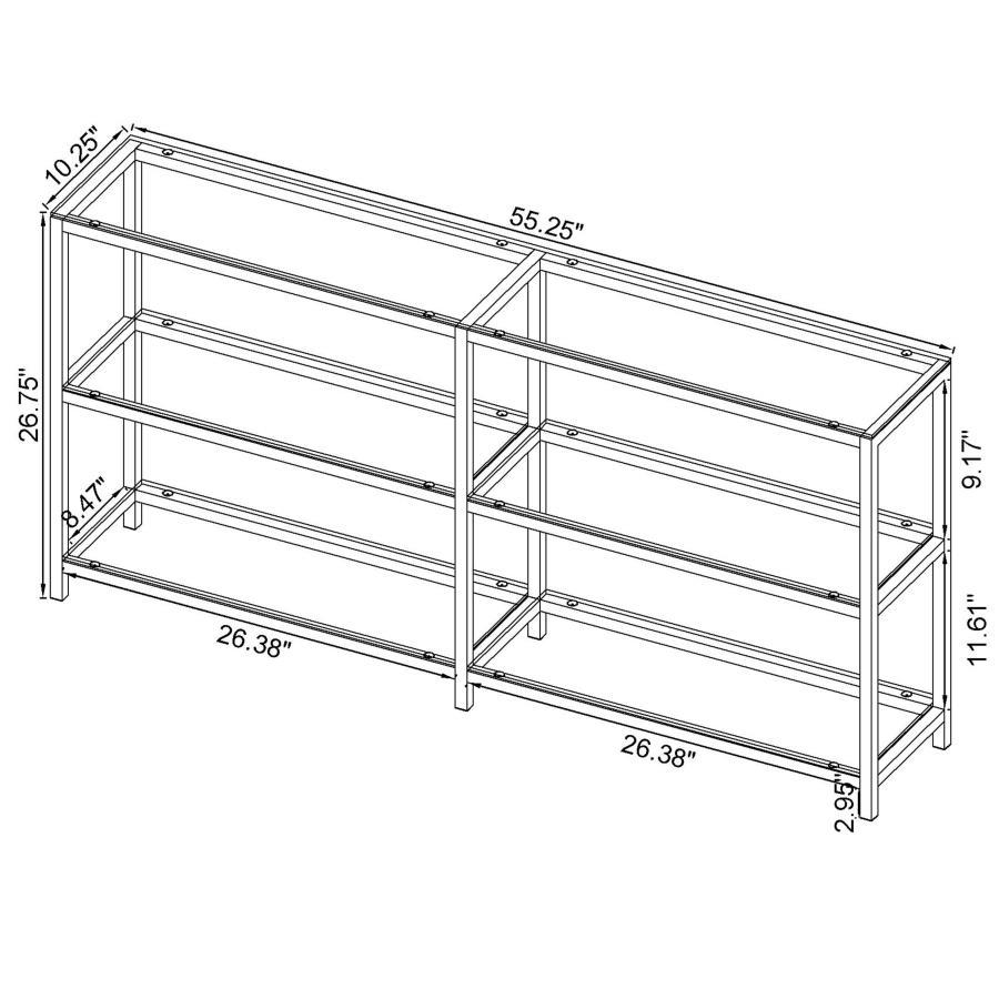 Kate - 2-Tier Bookcase - Black Nickel